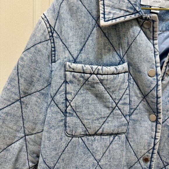 New Marc New York Women's Quilted Denim Jacket Coat Size M Blue Cottagecore Boho - Picture 4 of 16